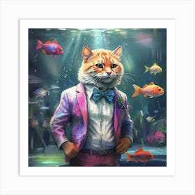 Cat In A Suit 27 Art Print