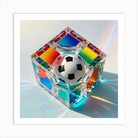 A Image Of Colorful Transparent Rubik S Magic Cube With A Soccer Ball In It 1 Art Print