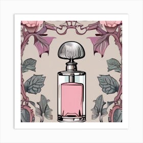 Perfume Bottle With Roses Art Print