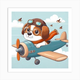 Cute dog in an airplane Art Print