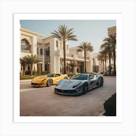 Two Sports Cars In Front Of A House 1 Art Print