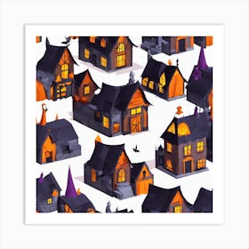 Halloween Houses 1 Art Print