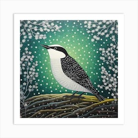 Ohara Koson Inspired Bird Painting Dipper 4 Square Art Print
