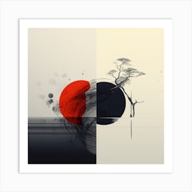 Minimalist Red Black Abstract 1 Art Print