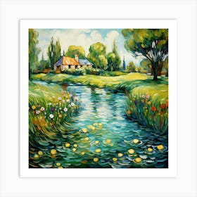 Peaceful Petals: Riverside Refuge Art Print