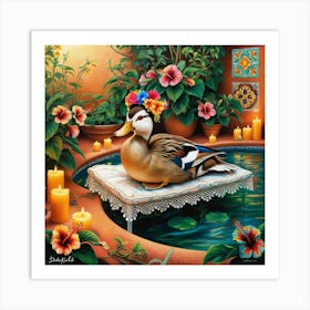 Duck In The Pond Art Print