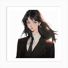 Anime Girl In A Suit Art Print