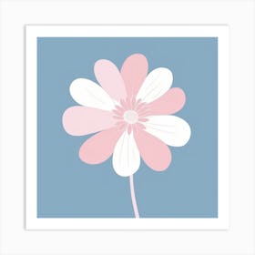 A White And Pink Flower In Minimalist Style Square Composition 522 Art Print