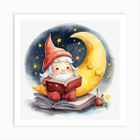 booklover gnome Art Print