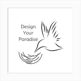 Bird line art| Design Your Paradise Quote Art Print