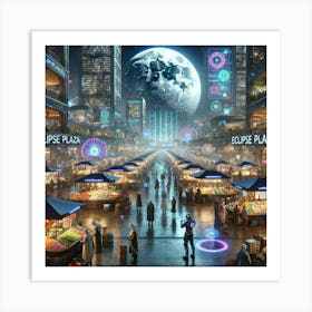 A Futuristic Science Fiction Depiction Of Bustling Art Print