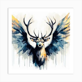 Aquarell Hirsch 3 Art Print