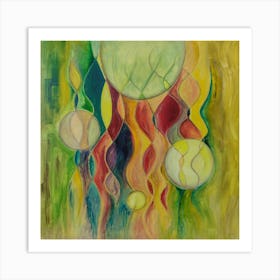 Warm Autumnal Wall Art, Vibrant Abstract Expressions  Art Print