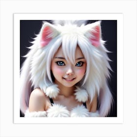 Girl In A Cat Costume Art Print