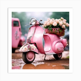 Pink Vespa Art Print