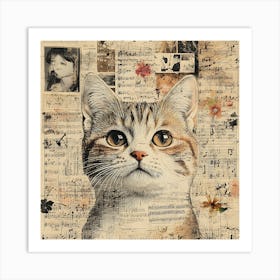 Cat On Paper 1 Art Print