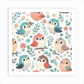 Cute Owls Art Print