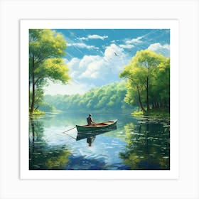 Man In A Boat 7 Art Print