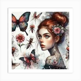 Butterfly Girl 3 Art Print