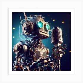 Robot With A Microphone Art Print