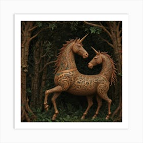 Unicorns In The Forest 1 Art Print