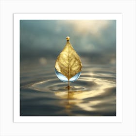 Gold Leaf In Water Art Print