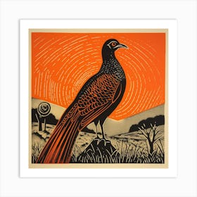 Retro Bird Lithograph Pheasant 1 Art Print