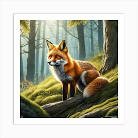 Red Fox In The Forest 70 Art Print