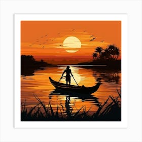 Sunset On The River 1 Art Print