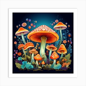 Mushrooms In The Forest 77 Art Print