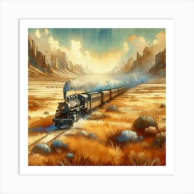 An old train passing through the plains 2 Art Print