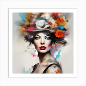 Beautiful Woman With Flowers In Her Hair Art Print