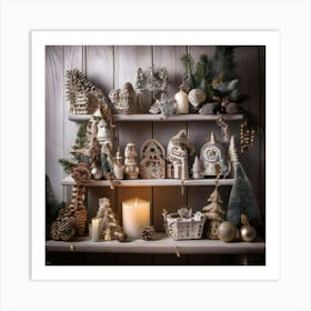 Firefly Charming Holiday Shelf With Festive Christmas Décor 92177 (2) Art Print