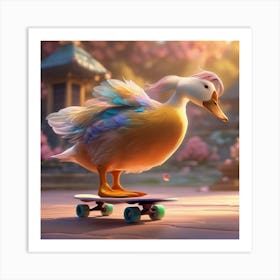 Duck On Skateboard1 Art Print