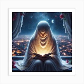 Muslim Woman Reading A Book Art Print