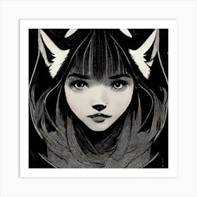 The Wolf Girl Square Art Print