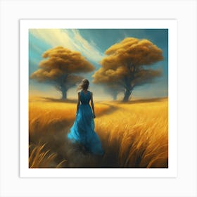 Girl In A Blue Dress 4 Art Print