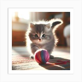 Kitten Playing With A Ball Poster