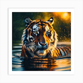 Sunset Rain on Bengal Tiger Art Print