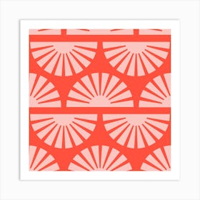 Geometric Pattern Vibrant Sunrise Square Art Print