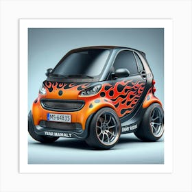 Smart Car With Flames 1 Art Print