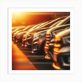 Parked Cars In A Parking Lot 3 Art Print