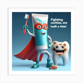 Superhero Fighting Cavities One Tooth At A Time Art Print