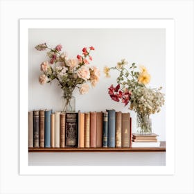 Books And Flowers Art Print