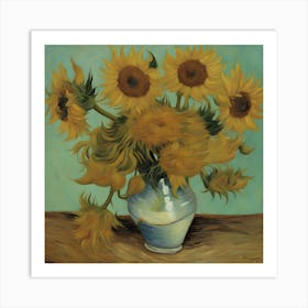 Sunflowers In A Vase 3 Art Print