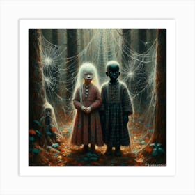 Two Children In The Woods Art Print