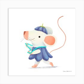 Spring Miss Mouse Square Art Print