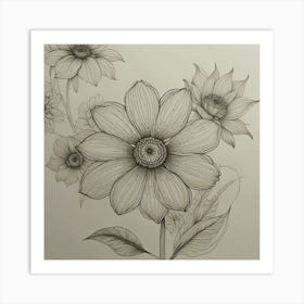 Flower Drawing Art Print