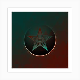 Geometric Neon Glyph on Jewel Tone Triangle Pattern 217 Art Print