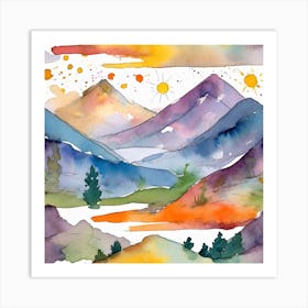 Firefly An Illustration Of A Beautiful Majestic Cinematic Tranquil Mountain Landscape In Neutral Col (32) Art Print